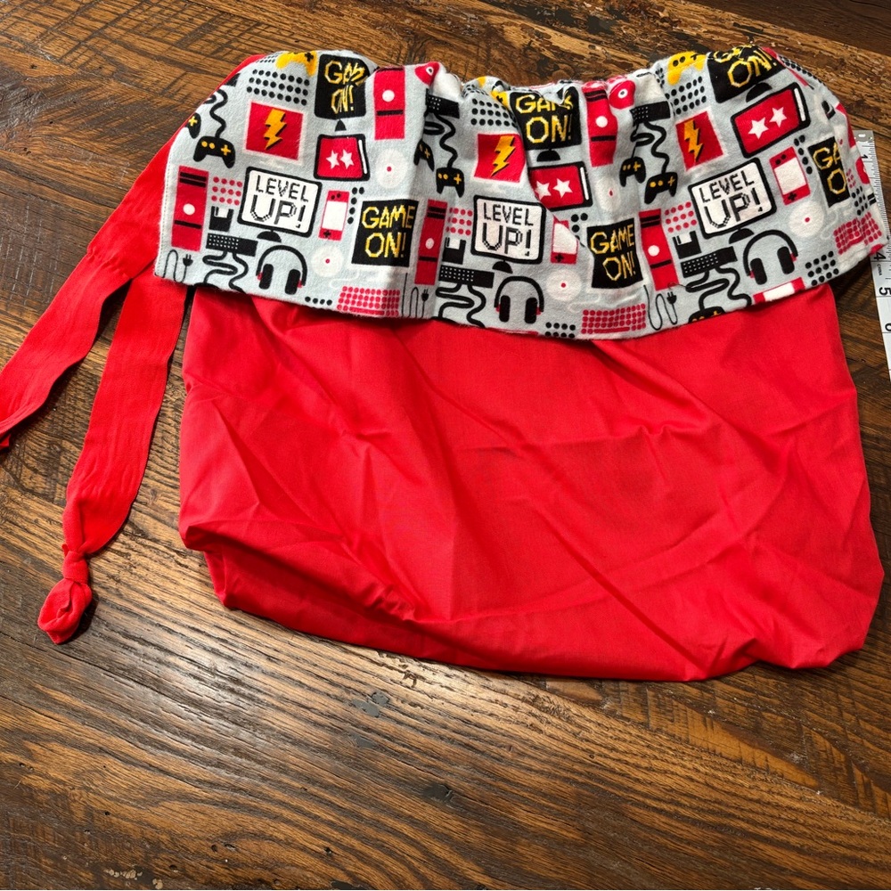 14”x14” Handmade Cotton Drawstring Gift Bag - Gaming Theme